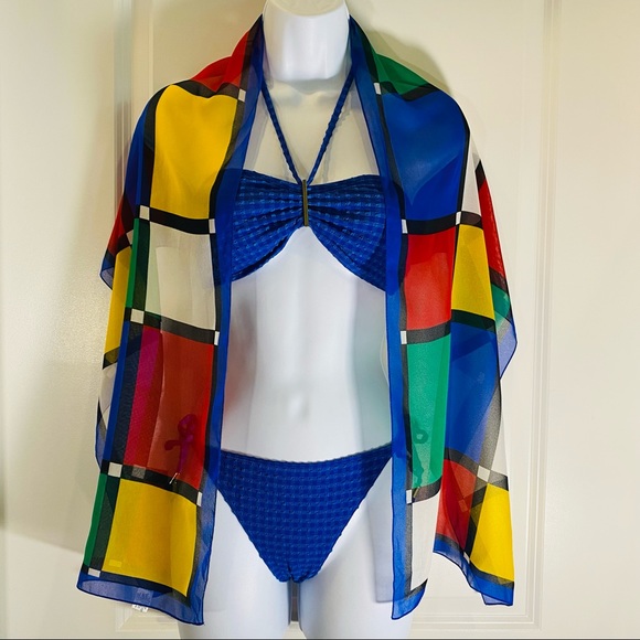 Vintage Multi-use Color Block Chiffon Scarf - Picture 5 of 8